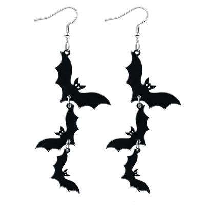 Acrylic Halloween Skull Bat Drop Dangle Earrings Multi-Layered Bat Stacking Earrings Dangle Earrings for Women Halloween Holiday