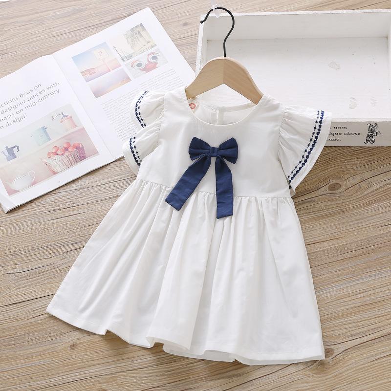 Summer Baby Girl Princess Dress Casual Fashion Baby Girl Flying Sleeve Bowknot Princess Dress Kids Clothing For 1-6 Years Old
