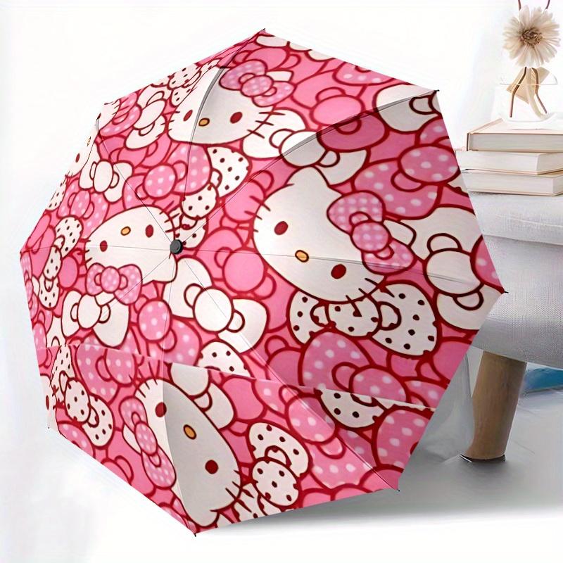 1pc Hello Kitty Auto Personality Personality Umbrella 8-Bone Design Compact Gear for Outdoor Travel, Perfect Helloween Chrismas Gift for Friends or Fa
