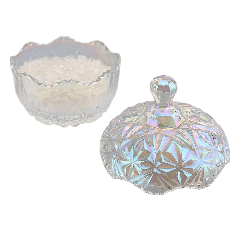 Crystal Glass Jar 400g White Crystal Degaussing Bowl Elegant Exquisite Candy Jewelry Container with