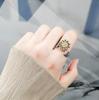 Women Adjustable Rotating Open Ring With Zircon Anxiety Relief Stress Reducing Jewelry For Calming