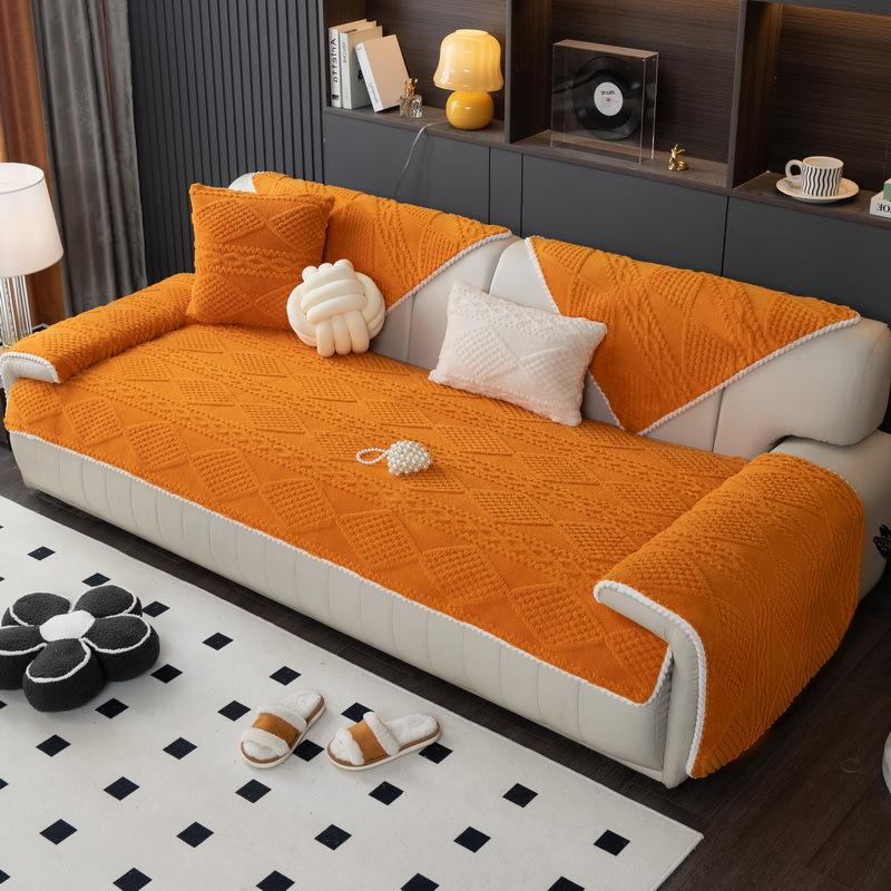 Nordic Jacquard Sofa Cover Shu Velveteen Couch Cover Living Room Sofa Cushion Non-slip Sofa Towel L-shaped Couch Protective Case