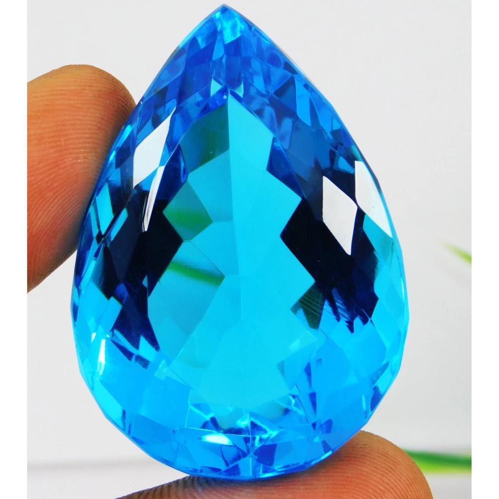 CERTIFIED 169.25 Ct Natural Santa Maria Blue Aquamarine Pear Cut Gemstone