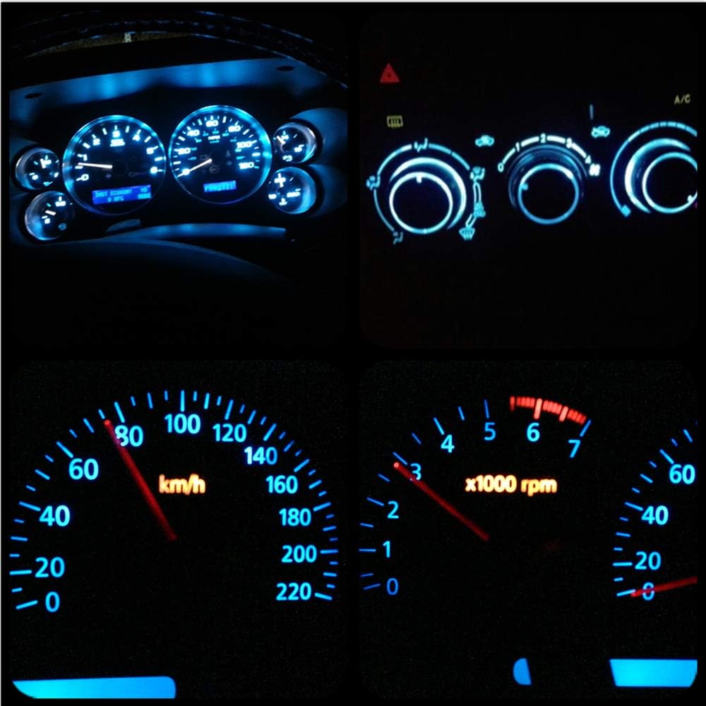 WLJH 10x Ice Blue T4.2 Neo Wedge Led 3030 Chip 10mm Base Car trument Cluster Led Bulb Dashboard Gauge Bulb HVAC AC Heater Climate Control Lamps