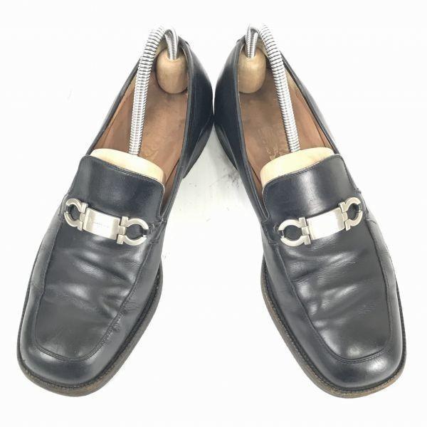 Salvatore Ferragamo Italy Made Leather Bit Loafers Black 7EE 25.0(USED)