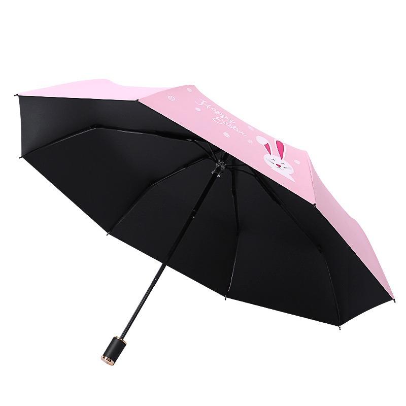 Cartoon animal three-fold vinyl sunshade sunscreen UV protection Children's weather and rain advertising gift umbrella