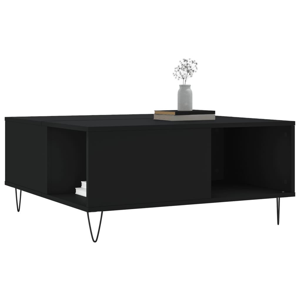  Coffee Table, Black, 80x80x36.5 Cm, Wood-based Material