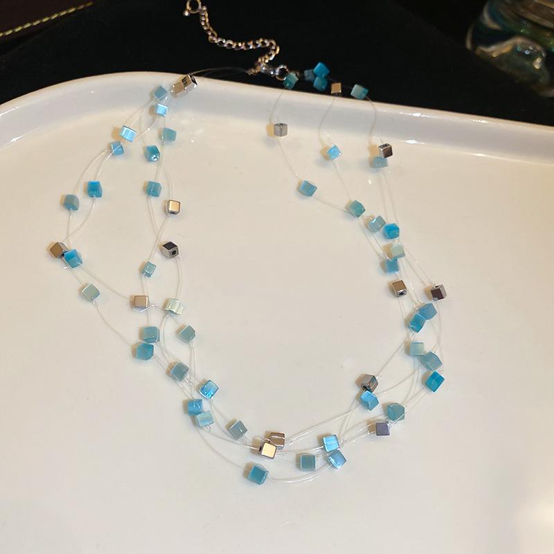 Bohemian vacation wind beaded necklace light luxury personality collarbone chain necklace