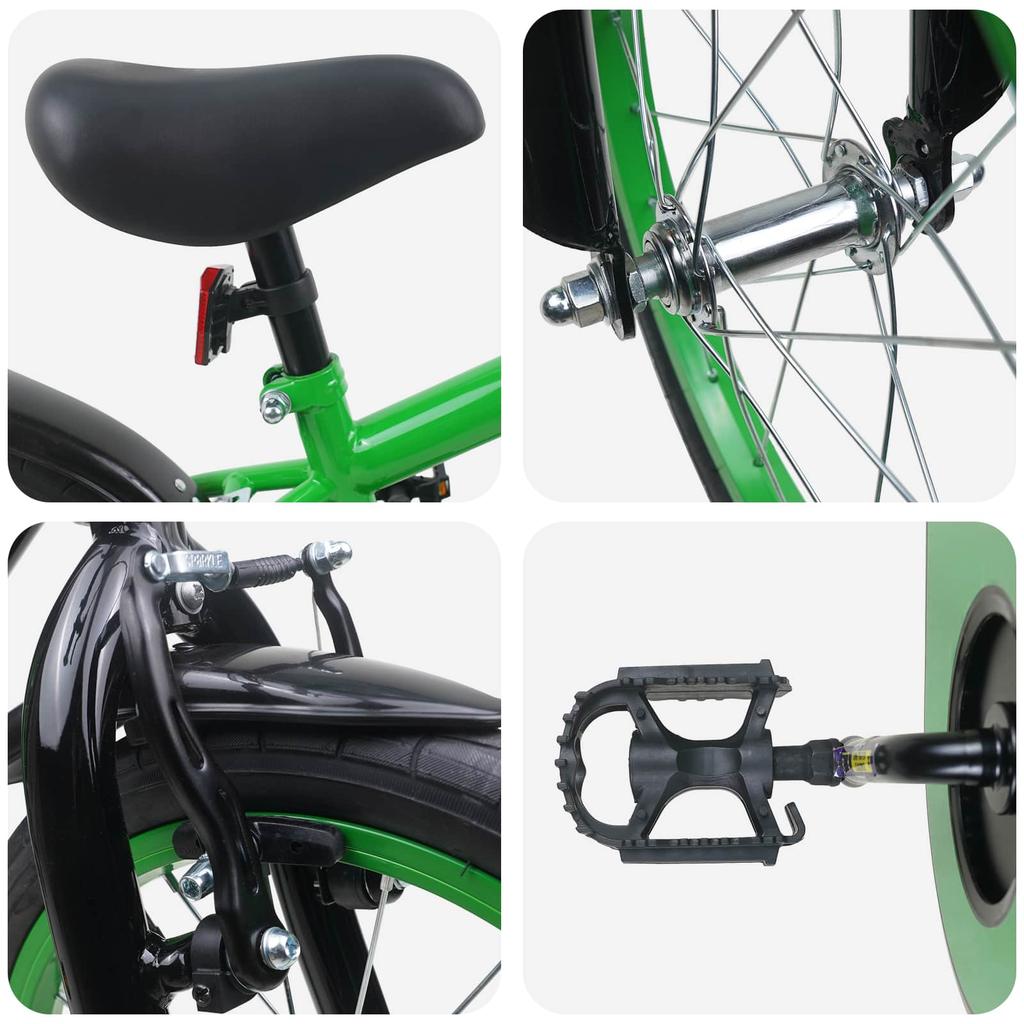 Kids  Bicycle 16 Inch for Ages 4 6 Green & Black