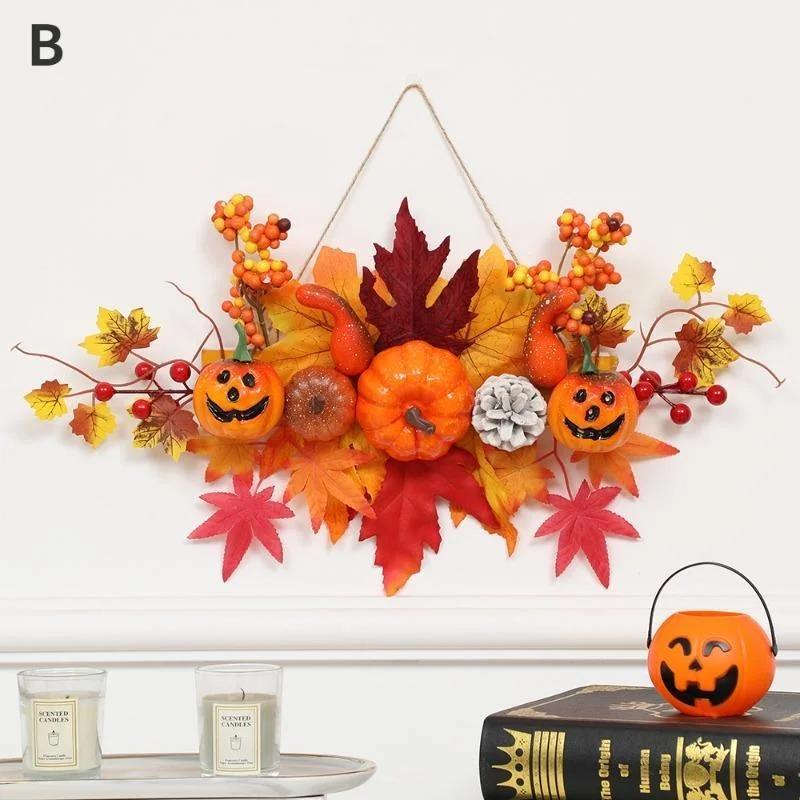 

Halloween Warm Decoration Pumpkin Maple Leaf Wall Hanging Pendant Harvest Festival Wall Hanging Props Festival Party Decoration B