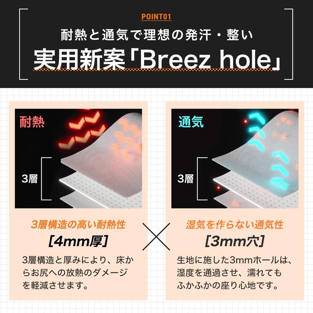 [co-que] Sauna Mat 39.2cm x 29.7cm Foldable 4mm Thick Cushioning Large Size Ventilation Holes Breathable Machine Washable Quick Drying Dark Gray