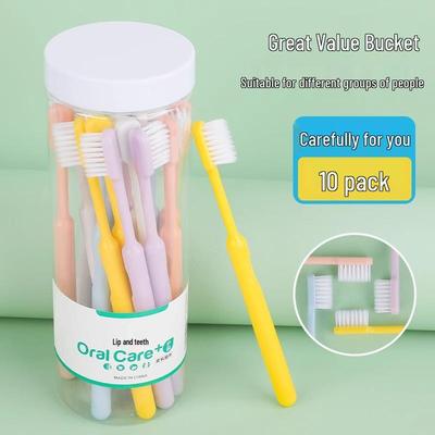 Portable Soft Bristle Toothbrushes - Family Pack for Adults, Small Head for Men and Women, Disposable for Guests
