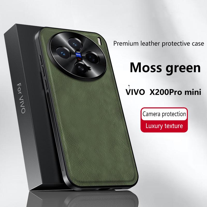 For Vivo X200 Pro Mini Case Magnetic Elegant Leather Wear-Resistant Lens Fully Covered Non-Slip Grip Edge Cover Shell