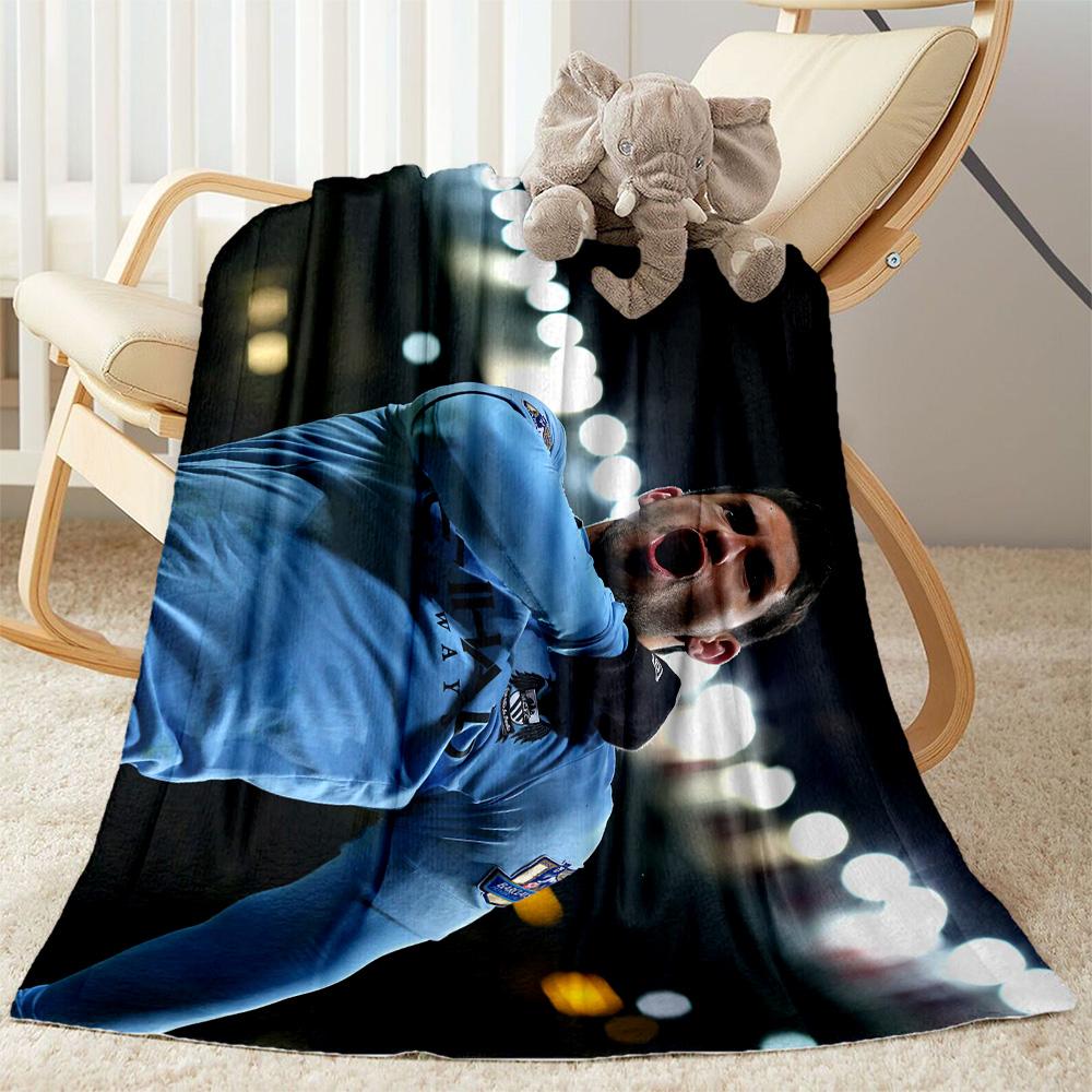 Manchester City Player Action Blanket Soft & Cozy Suitable for Seaside Office Chair Bed Four Seasons Universal Modern