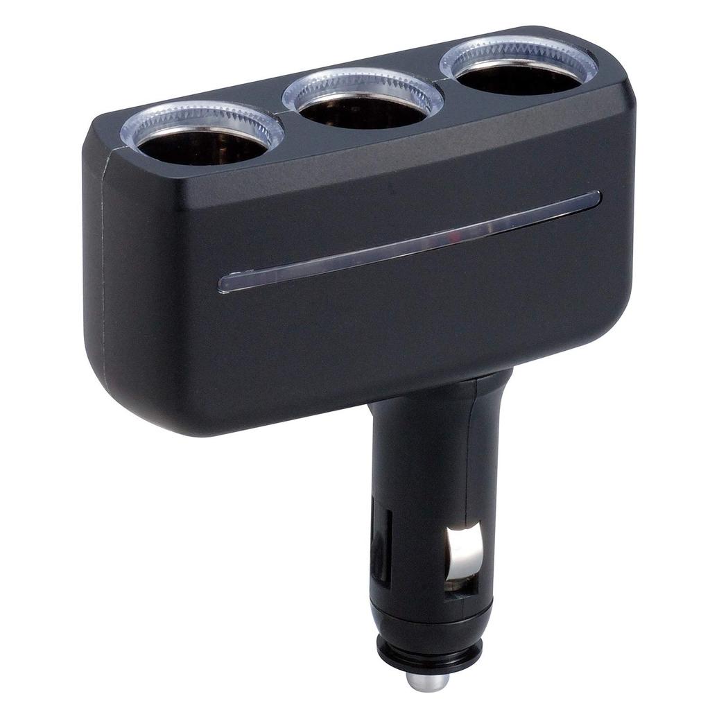 SEIWA Car Interior Supplies Illuminated Socket 3F 3-Socket Matte Black