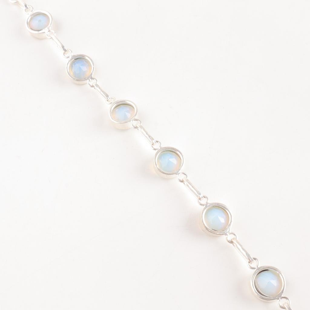 Milky Opal Gemstone 925 Stamped Silver Jewelry Handmade Bracelet Gift For Friend RB-14-19