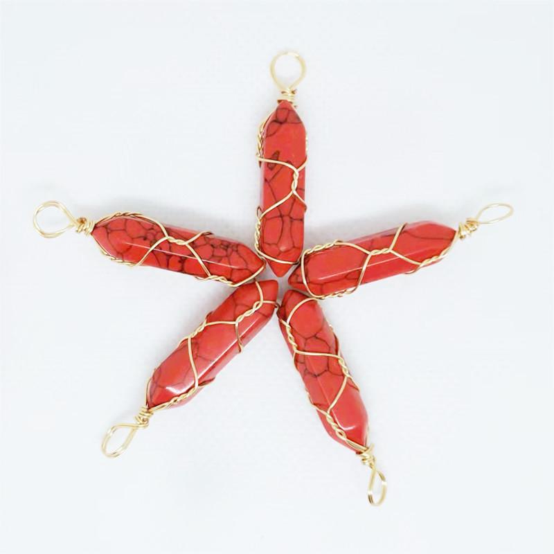 Hexagonal Double-Ended Crystal Pendant DIY Jewelry Accessory