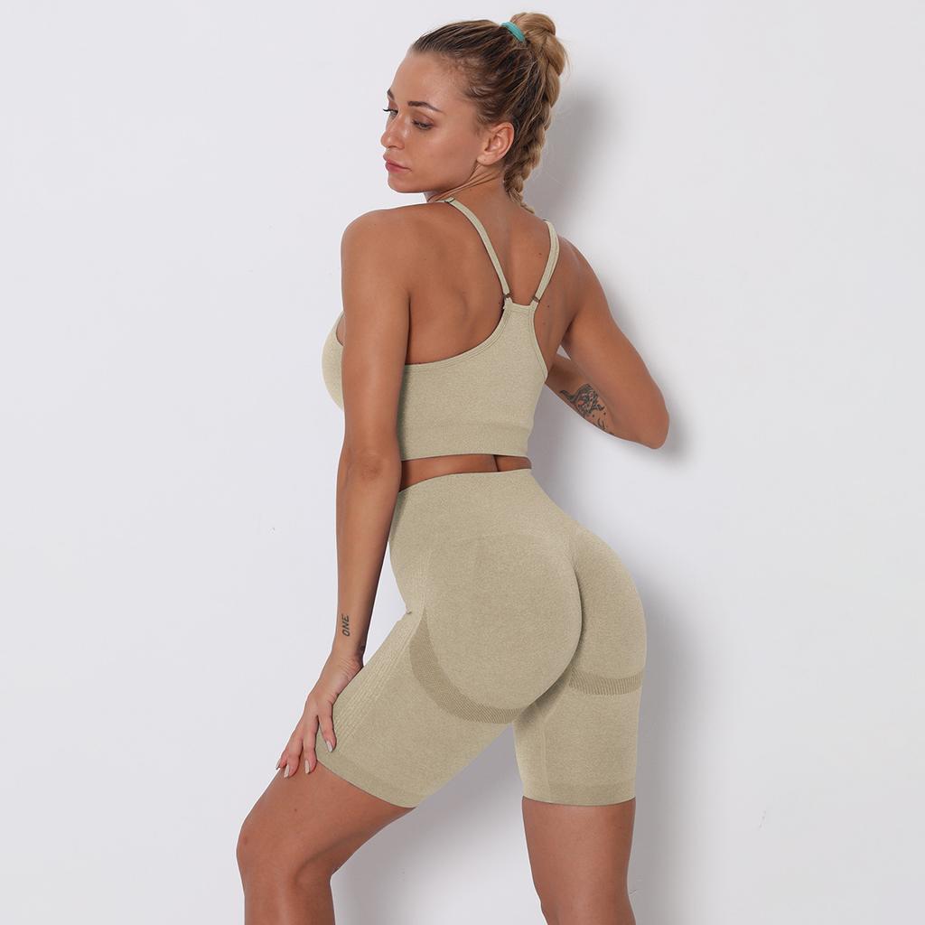 Peach Smiling Face Hip Yoga Shorts Yoga Clothes Fitness Bra Underwear Suit Women