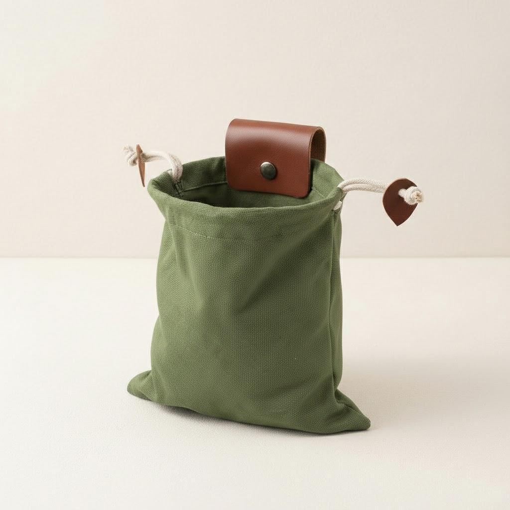 Collapsible Canvas Foraging Bag for Camping Hiking Beachcombing Outdoor Gear Mushroom Berry Picker Drawstring