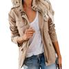 Dames Omgeslagen Kraag Lange Mouwen Losse Pasvorm Casual Utility Jas Elegante Pendelaar Buitenjas