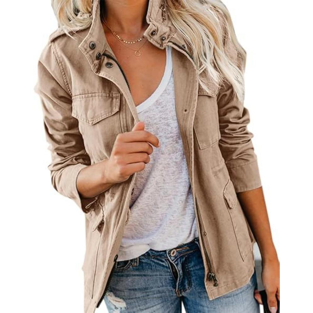 Dames Omgeslagen Kraag Lange Mouwen Losse Pasvorm Casual Utility Jas Elegante Pendelaar Buitenjas