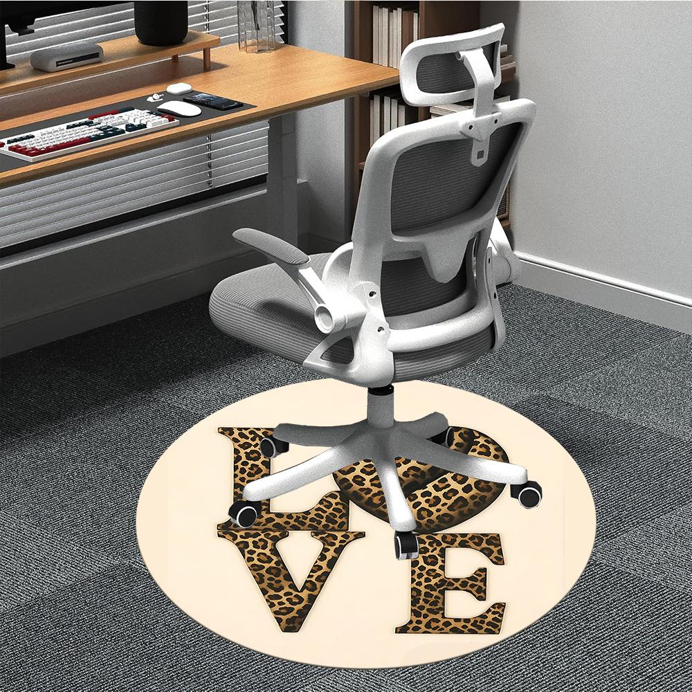 

1pc Leopard Love Office Round Area Rug, Indoor Mat Suitable ForOffice, Under Office Chairs Bedroom Living Room Home Decor, Room Decot144 80cm by 80cm