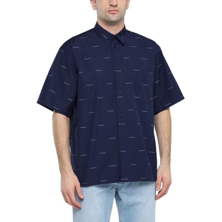 Givenchy Allover Logo Striped Short Sleeved Shirt BM60Y614P5-402