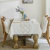 Tablecloth Cotton And Linen Fringed Three-Dimensional Embroidery Rectangular Party Picnic Tablecloth