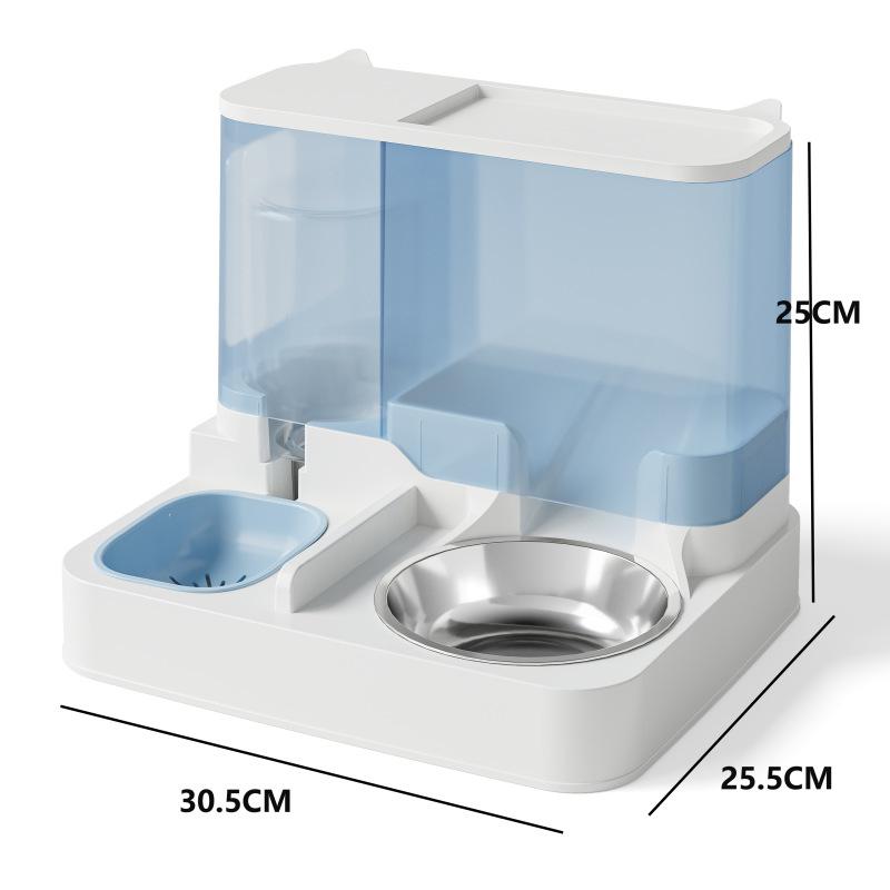 Transparent Cat Feeder Automatic Pet Feeding Bowl 2-in-1 Cat Water Dispenser Combination Grain Storage Bucket for Cats Puppies