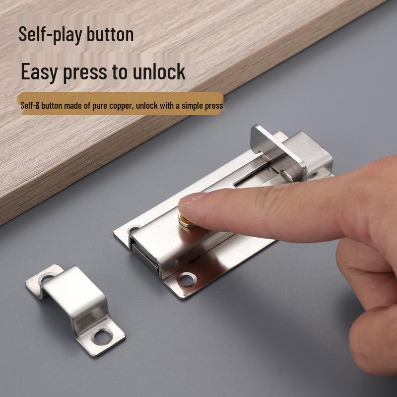 Stainless Steel Double-Ended Self-Rebounding Anti-Theft Door Lock for Bathroom and Windows
