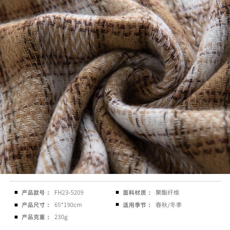 

Клетчатый шарф с бахромой из имитации кашемира, женский, в клетку, модный, для поездок, теплый шарф-шаль 65*190cm