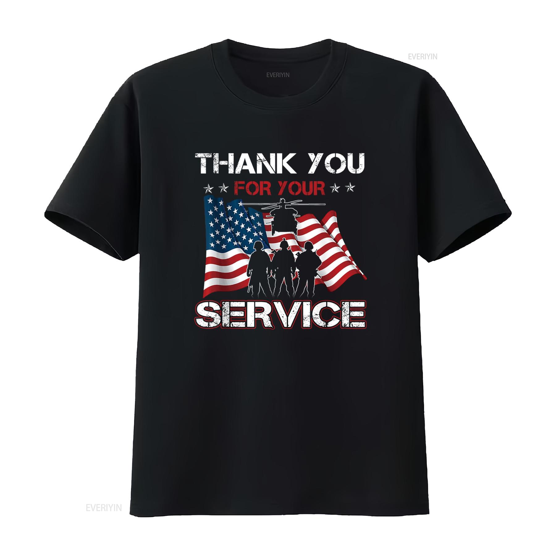 

Thank You For Your Service American Flag Military T Shirt vintage Washed Unisex Stylish streetwear Versatile Slightly Soft 4XL