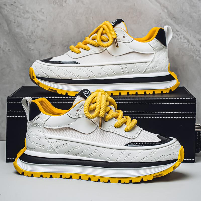 2025 Neue Herren Chunky Plateau Sneaker Mesh-Einsatz Zweifarbig Low-Top Atmungsaktiv Komfortabel Trendig Lässige Sportliche Schuhe für Herren