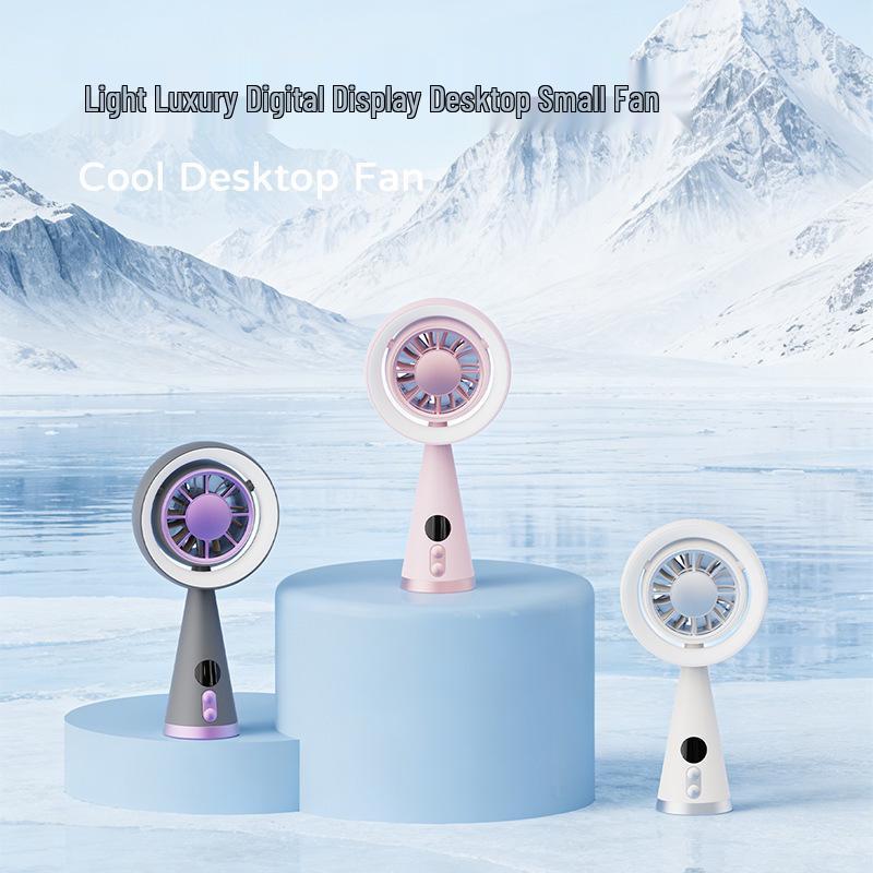 Portable Silent USB Rechargeable Mini Fan with Light and High Wind Power Color Box + USB Charging Cable