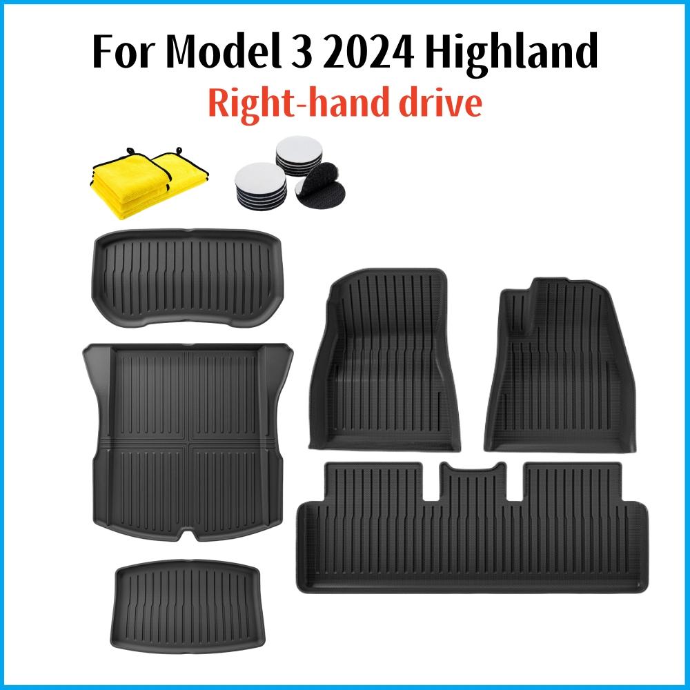 New TPE Floor Mat For Tesla Model 3 Highland 2025 Floor Carpet Protective Pad Waterproof TPE Front Rear Trunk Mat Floor Liners