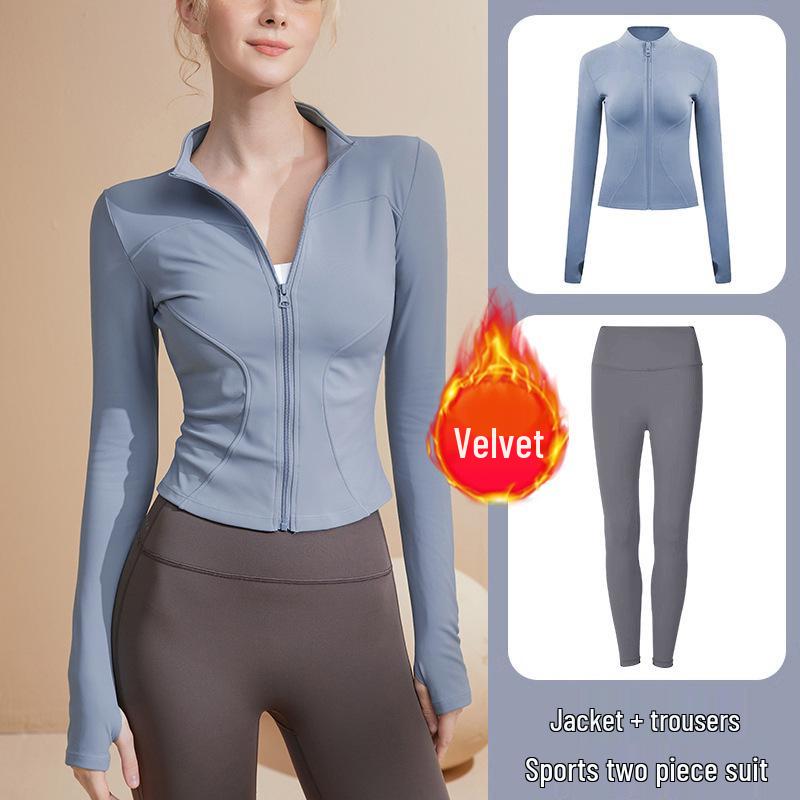 Women's Long Sleeve Sports Yoga Jacket - Stand Collar Cardigan for Running, Fitness, and Pilates