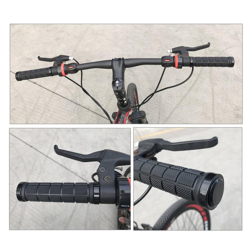 PLATT Bicycle Grip Professional Mountain Bike Handlebar Grip 1 Inner End with Hex Black Covers, Durable, Non-Slip, Covers, Pair, 22.2mm Diameter,