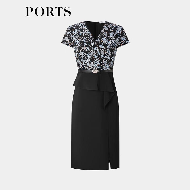 PORTS Women's Black Print H-line Knit Dress