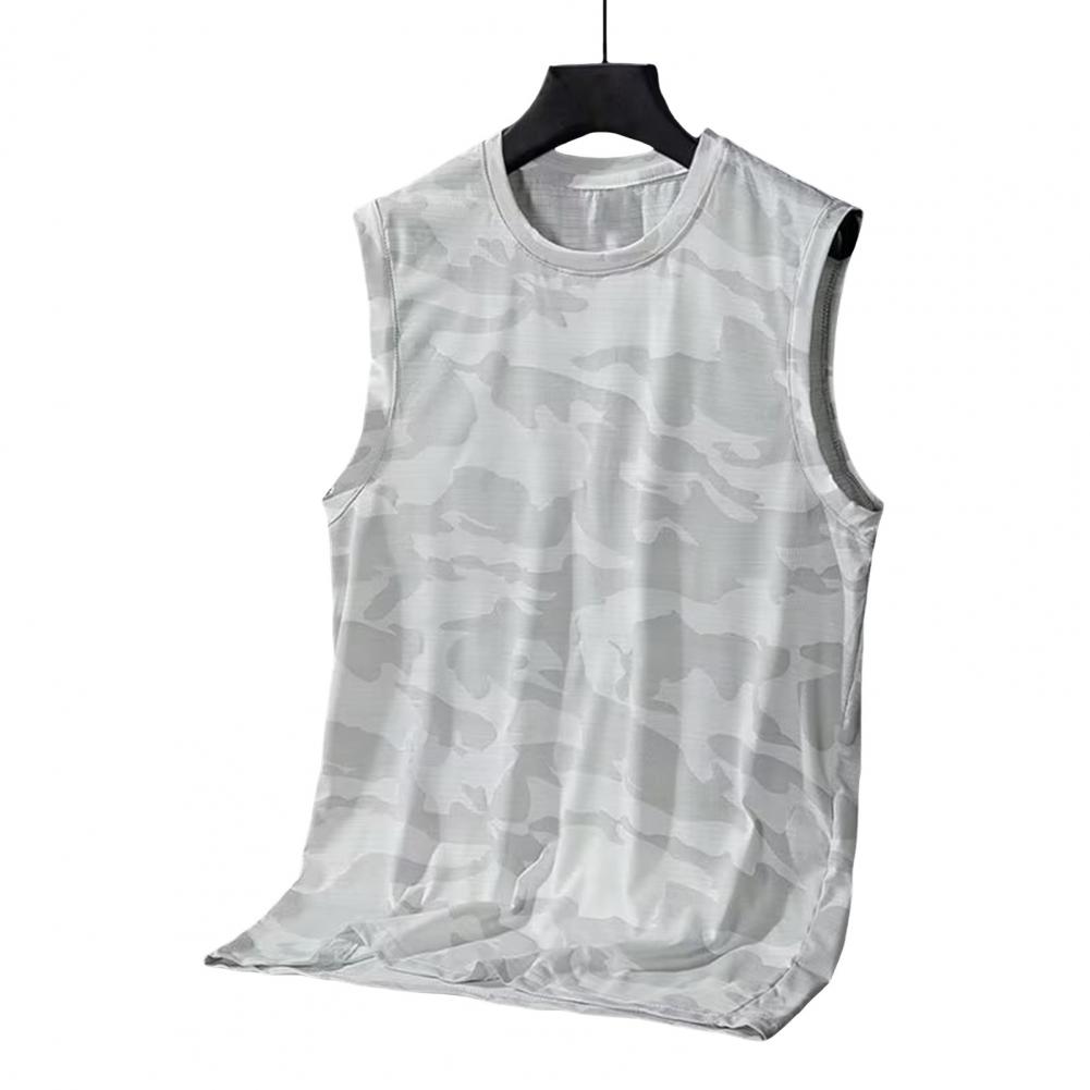 Summer Men Sport Vest Sleeveless O Neck Camouflage Print Thin Quick Dry Elastic Good Breathability Pullover Basketball Gym Worko