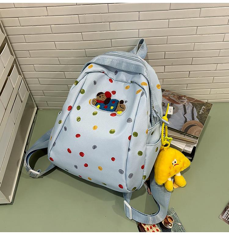 School Bag New High Value Cute Polka Dot Backpack College Style Large Capacity Versatile School Bag Korean Simple Lightweight Backpack