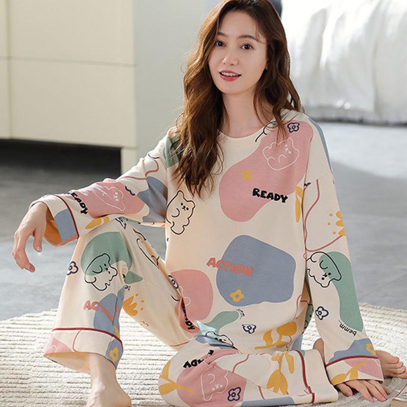 Women's Autumn/Winter Pajama Set: Cute, Girlish Long-Sleeve, Loose, Casual Homewear