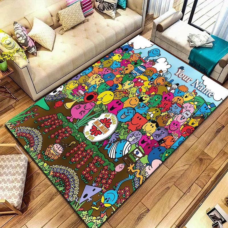 Mr. Men Little Miss Custom Name Carpet Rug for Living Room Bedroom Home Sofa Decoration,Kids play Non-slip Floor Mat