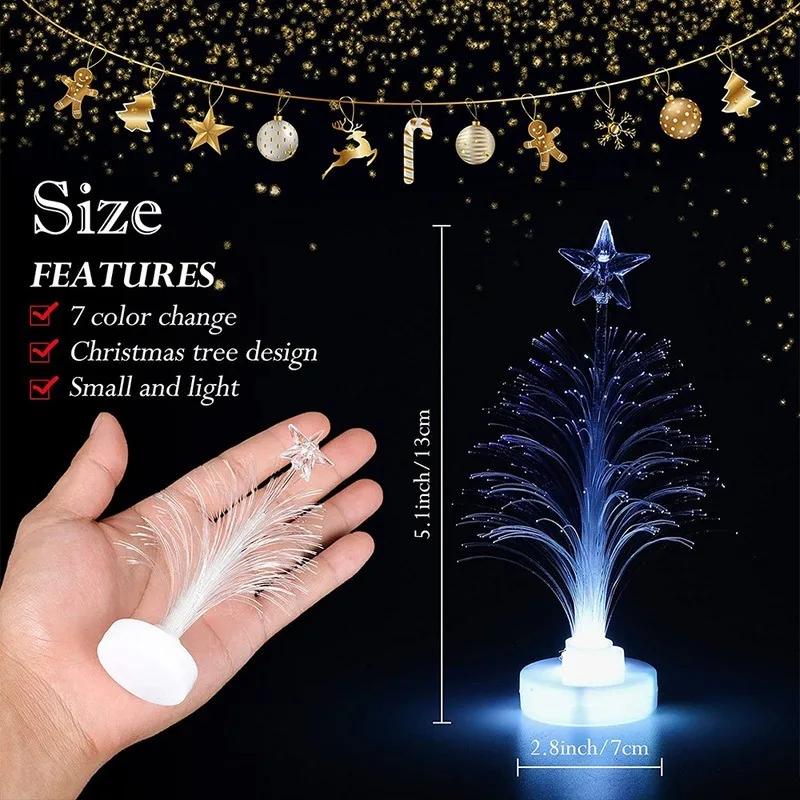3/1pcs Mini Flashing LED Christmas Tree Colorful Fiber Optic Christmas Tree Night Light Home Party Decorations Romantic Gifts