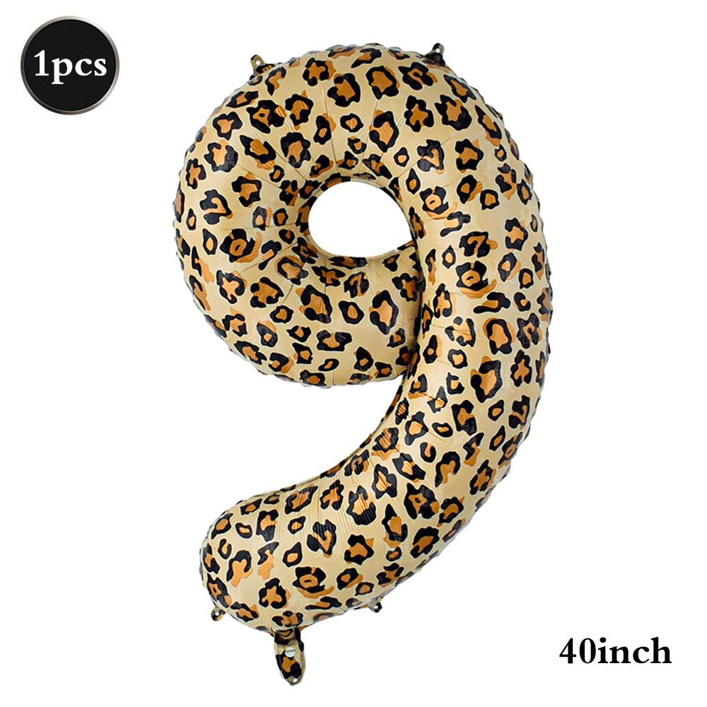 Leopard Print Number Foil Balloons 0-9 Jungle Safari Animal Theme Kids Birthday Party Decorations Baby Shower Helium Toys Globos