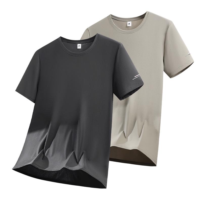 T-shirt in Seta di Ghiaccio Moda Uomo Casual Asciugatura Rapida Manica Corta Fresca Traspirante Larga Top Sportivo Uomo Slim Traspirante Casual Manica Corta