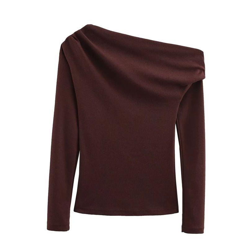 

Spring New Women s Clothing Easiest for Match Midi Dress 0264323 Soft Asymmetric off-Shoulder Tops 0264322 Brown Tops L