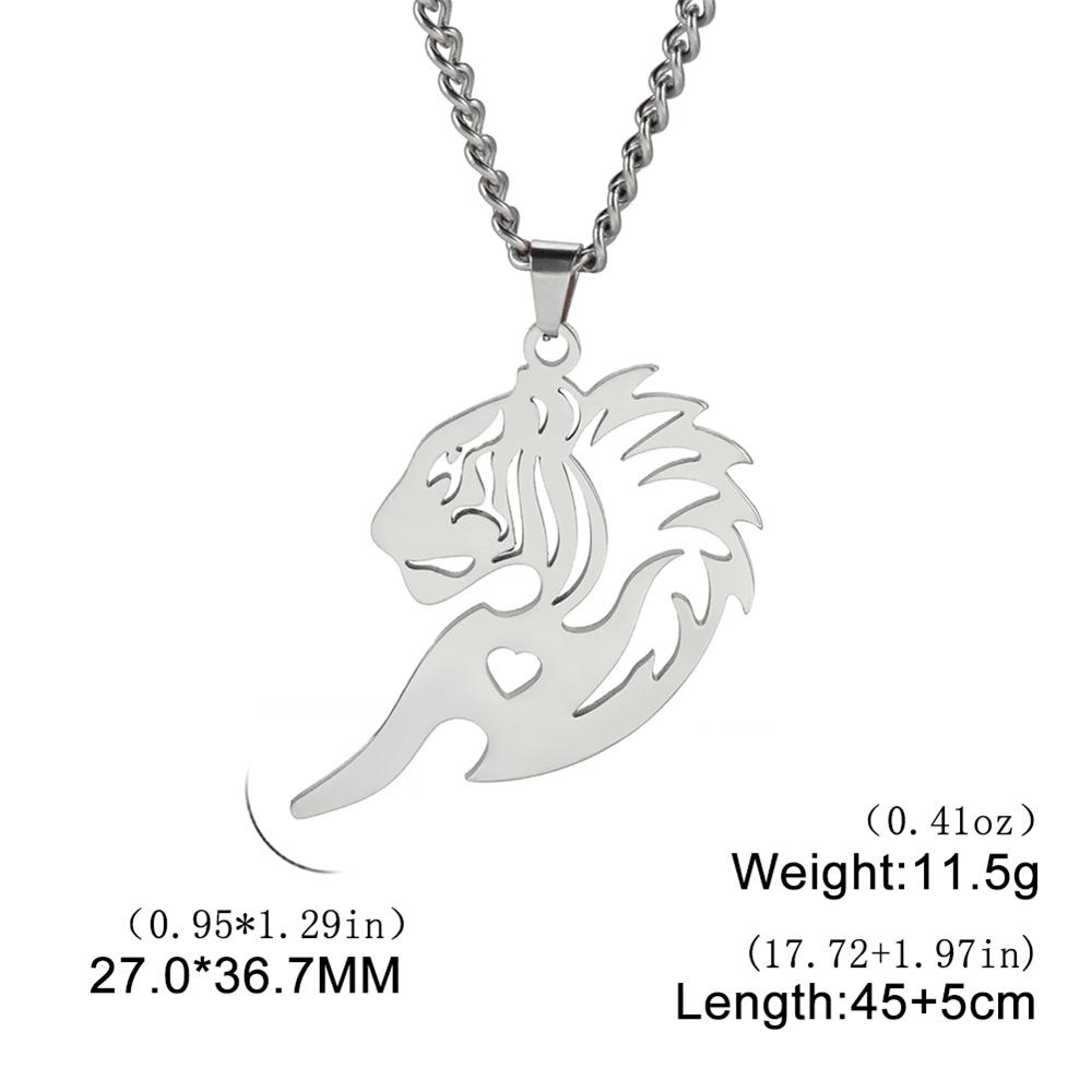 My Shape Lion King Crown Pendent Necklaces for Men Boys Stainless Steel Punk Animal Wolf Charms Choker Chains Hip Hop Jewelry