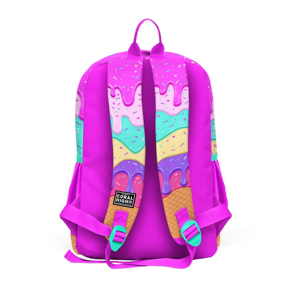 Coral High Kids Pink Colorful Ice Cream Patterned 3-Piece School Bag Set SET0123731