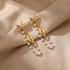 Metal Starfish Shell Long Tassel Earrings for Women Bohemian Imitation Pearl Dangle Earrings Beach Holiday Party Jewelry Gifts