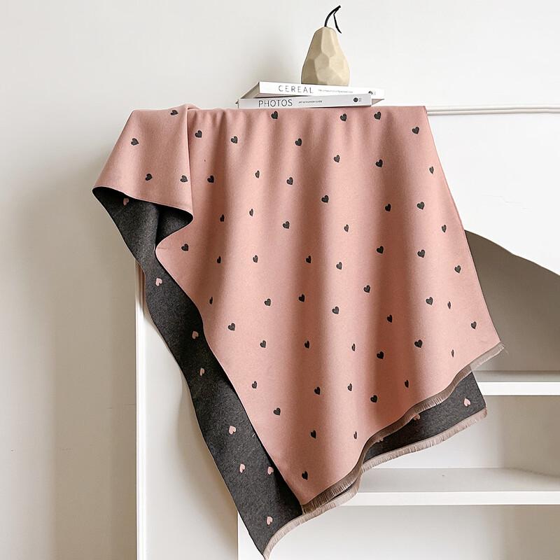 Women's Double-Sided Heart Texture Color-Block Scarf